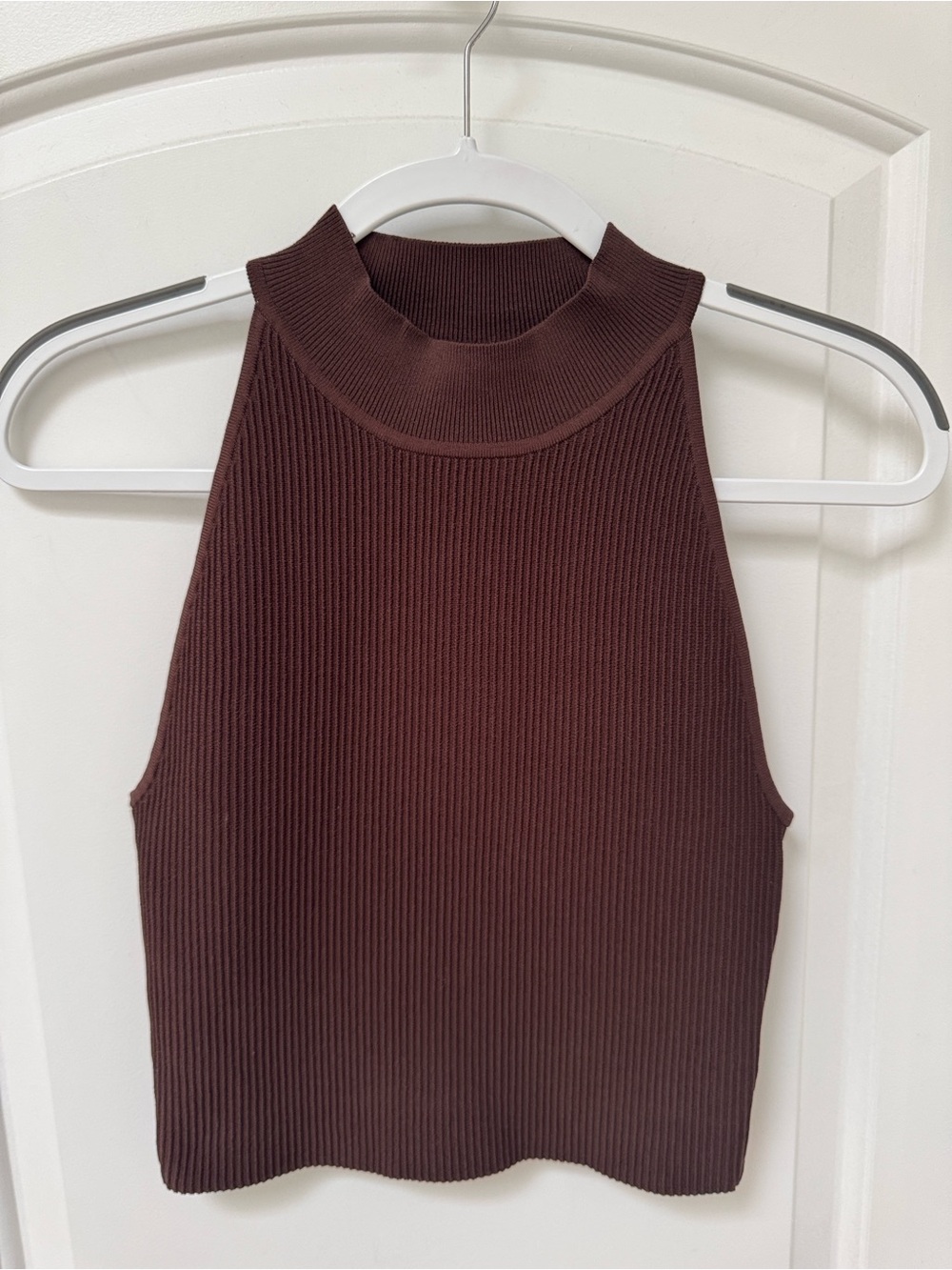 Aritzia Babaton Chocolate Brown Knit Mockneck Halter Top